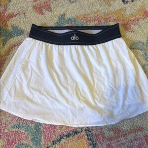 ALO Yoga White Mini Skirt with Black Waistband